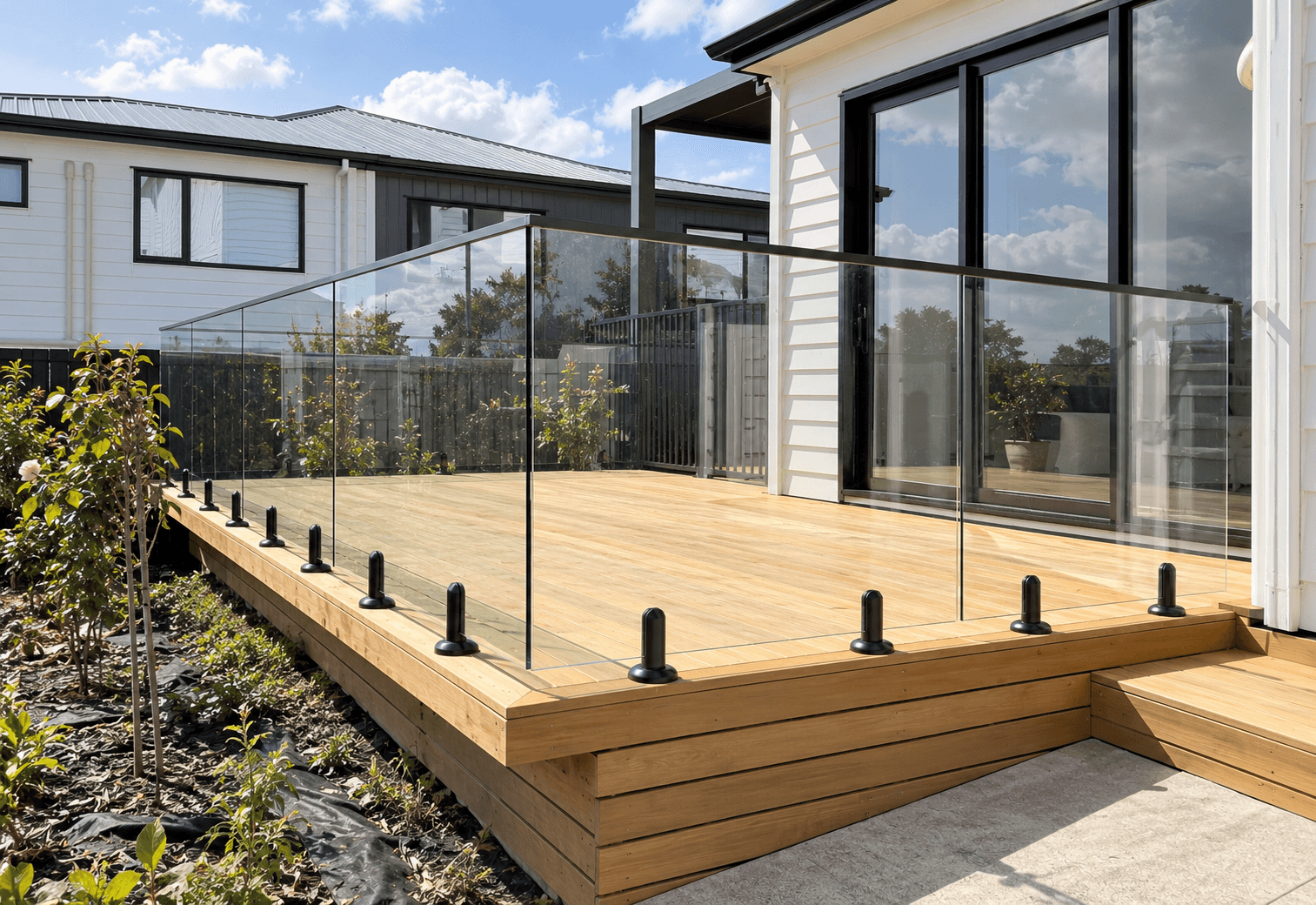 Black spigots with top rail